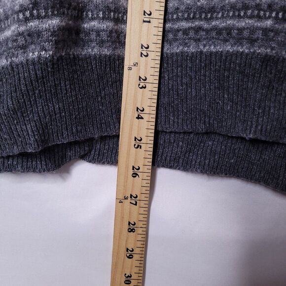Vineyard Vines Sweater Womens Large Gray Heather Fairisle Hooded Merino Alpaca - Picture 6 of 11